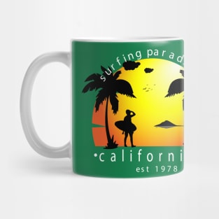 California surfer sunset Mug